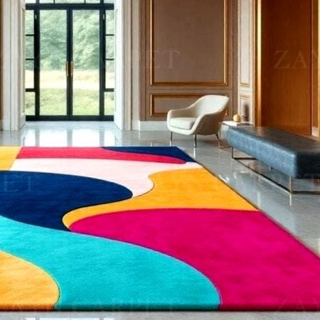 Handcrafted Colorful Abstract Living Room Rug